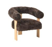 Beliani Sillón Retro salón tapizado de Pelo sintético Patas de Madera marrón Claro y marrón Oscuro Ilbro