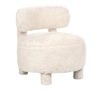 Beliani Sillón sin reposabrazos de Estilo Retro tapizado de Pelo sintético salón Beige Claro Hamina