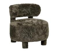 Beliani Sillón sin reposabrazos de Estilo Retro tapizado de Pelo sintético salón Verde Oscuro Hamina
