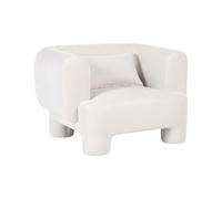 Beliani Sillón tapizado de Tela con Textura Aterciopelada Patas cilíndricas Estilo orgánico Blanco Hogbo