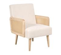 Beliani Sillón tapizado de Tela de poliéster Retro reposabrazos de Trenza vienesa para Sala de Estar Beige Claro Hojby