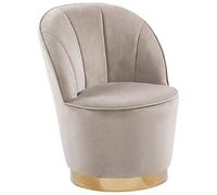 Beliani Sillón tapizado en Terciopelo Base de Metal Redonda Decorativa Silla Glam Beige Claro Alby
