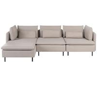 Beliani Sofá 3 plazas de Tela Asiento Moderno Derecho Sala de Estar Beige Lemvig
