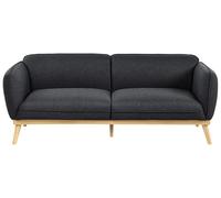 Beliani Sofá 3 plazas Estilo escandinavo con Patas cónicas de Madera tapizado fácil de Limpiar Negro Ljung