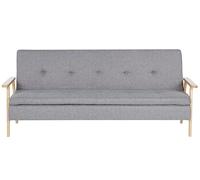 Beliani Sofá Cama 3 plazas de Tela poliéster Gris Claro Estructura Madera Maciza reposabrazos Click clack Moderno Tjorn