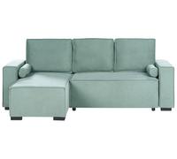 Beliani Sofá Cama Moderno 3 plazas con Chaise Longue Derecho reposabrazos Espacio de almacenaje Reversible Verde Claro Edane
