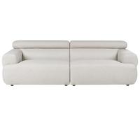Beliani Sofá de 3 plazas tapizado de Tela reposabrazos reposacabezas fácil de Limpiar Estilo Moderno Blanco Crema Hovden