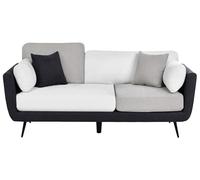 Beliani Sofá tapizado 3 plazas con reposabrazos Patas macizas Cojines adicionales Negro con Blanco y Gris Bolga