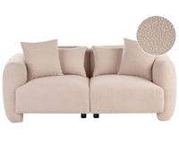 Beliani Sofá tapizado de bouclé Minimalista de Perfil bajo 3 plazas Asiento Profundo Beige Eknes