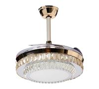 Beliani Ventilador de techo de metal dorado 63 cm cristal acrílico palas plegables Ashley