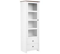 Beliani Vitrina Alta con Puerta de Vidrio y Dos cajones Estilo Cottage campestre 60 cm Blanco Pimba