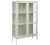Beliani Vitrina Alta Estilo Industrial Moderno de Acero con 2 Puertas Vidrio Beige Claro Nash