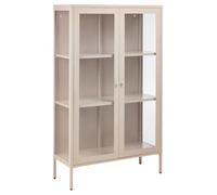 Beliani Vitrina Alta Estilo Industrial Moderno de Acero con 2 Puertas Vidrio Beige Nash