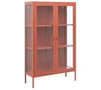 Beliani Vitrina Alta Estilo Industrial Moderno de Acero con 2 Puertas Vidrio marrón Dorado Nash