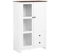 Beliani Vitrina con Puerta de Vidrio y Dos cajones Estilo Cottage campestre 80 cm Blanco Pimba