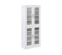 Beliani Zapatero Alta de Vidrio 2 Puertas 8 estantes Sala de Estar Entrada Blanco Griffith