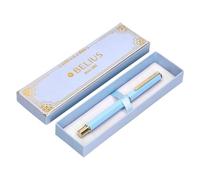 BELIUS BOLIGRAFO MACARON BLISS FORMA HEXAGONAL COLOR CELESTE Y DORADO TINTA AZUL CAJA DE DISEÐO