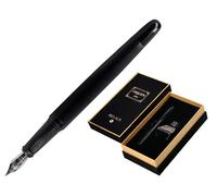 Belius Origen 1995 Pluma Estilográfica y Tinta Negra, Aluminio Cepillado Negro, Sistema Embolo, Grosor M, Caja Regalo