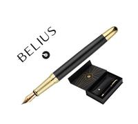 Pluma y estuche belius soiree color art deco negro y dorado tinta azul caja de diseño - BB258