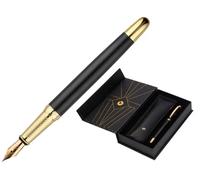 Belius Pluma y Estuche Soirée Color Art Deco Negro y Dorado Tinta Azul Caja de Diseño M