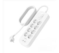 Belkin - Regleta de enchufes (8 enchufes USB, Montaje en Pared, Cable de alimentación de 2 m, indicador Luminoso Verde, 2 Puertos USB-C, Carga rápida PD, protección hasta 900 Julios)