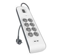 Belkin regleta de enchufes con 8 tomas y 2 puertos usb-a (2,4 a) con p