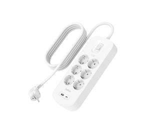 Belkin Surge Protector SRB002vf2MV2 con 6 tomas de CA, USB-C y USB-A, Blanco