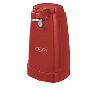 bella Abrelatas Eléctrico y Afilador de Cuchillos, Abridor de Tarros y Botellas Multifuncional con Palanca de Corte Extraíble y Almacenamiento de Cables, Hoja de Acero Inoxidable, Rojo