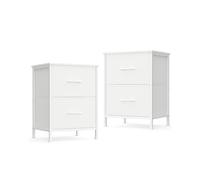 BELLAH Colección - Juego de 2 Cómoda con 2 Cajones para Dormitorio Blanco Nube y Blanco Nieve