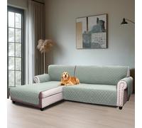 BellaHills Funda Sofá Chaise Long 3 Plazas Linke (247CM) Protector Sofá Acolchado Reversible Universal Cubierta Sofá Repelente al Agua Arañazos y Pelos Verde