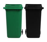 BELLIFFY Mini papelera de escritorio y portalápices 2 piezas plástico negro y verde bote de basura de mesa para oficina y organizador diario