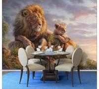 Bello Cielo Animales León Original 3D Papel Pintado Pared Fácil Instalación Oficina Sala Estar Sofá Dormitorio TV Fondos Decoración-150cm×105cm