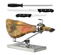 BELLO Mulhacén - Soporte Jamonero Profesional Basculante de Acero con Cuchillos y Chaira