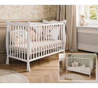 Bello4Baby Cuna Julia, 60 x 120 cm, convertible en cama junior, 3 niveles de altura, 3 peldaños extraíbles, de madera (con lado de conversión + colchón de coco)