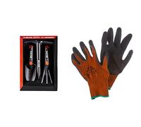 Bellota 2994 - Kit de jardinería y huerto Que Incluye: rastrillo, transplantador y azuela, Herramienta pequeña de Jardin + Guante de Trabajo para Agricultura y jardinería Tipo Grip