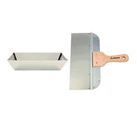 Bellota 50271 Gaveta Cubo de metal inoxidable + 5895-300 Espátula Americana para acabado de juntas con mango de madera (300 mm)