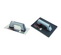 Bellota 5861-1 BIM INOX Llana recta de acero inoxidable (300x150mm) con mango bimaterial + 5883 Talocha polipropileno rectangular base almenada, 275x185 mm