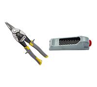 Bellota 6006-S Tijera para chapa en acero, corte recto, cuchillas forjadas + 4107-140 Escofina yeso y limas para placa de yeso laminado metálica de 140mm