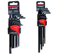 Bellota 6459-9 Tip - Pack De 9 Llaves Torx Punta Inviolables, Pavonadas En Doble Clip + 6457-9 - Llaves Allen, Herramienta Allen Fija De Forma Hexagonal, Con Cabeza De Bola