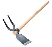 Bellota HOE344600W100AP - Azada forjada Doble Uso, Horquilla con Diente en Forma de Diamante y azada, con Mango de Madera y Sistema antigiro