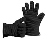 Belmalia 2X Guantes de Silicona para Cocina y Parrilla, Juego, par, agarradores de Cocina, Guantes de Horno Negro