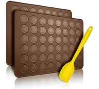 Belmalia 2x Molde Macarons de Silicona para Macarons Perfectos | Capa Antiadherente + Espátula | Marrón