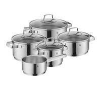 WMF Juego de ollas Belmonte 5 pzas para inducción, Cromargan, tapa de cristal, sin revestimiento