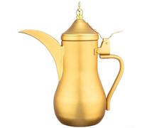 Belnotelt Tetera dorada retro de aluminio con mango ergonómico para picnic, barbacoa, senderismo, uso doméstico, ligero, acabado galvanizado, diseño de boquilla (1,8 L)