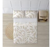 BELUM | Juego de Sábanas para cama de 90. Compuesto por: Funda de Almohada - Encimera 160x270cm - Bajera 90x200 cm + 25 cm | Tejido: 100% algodón orgánico 175 hilos. - Modelo: Chame beig