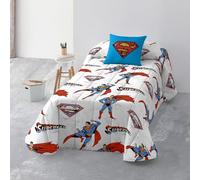 BELUM | Superman Colcha Bouti Man of Steel, Colcha Tejido algodón orgánico y Peinado para Cama de 135, Colcha Suave, Colcha para Todas Las Estaciones