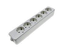 BeMatik - Base de 6 Enchufe schuko 16A 250V 3680W TT 54 x 294 x 42 mm
