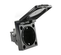 BeMatik - Base de enchufe schuko empotrable IP44 a tornillo con tapa de color negro