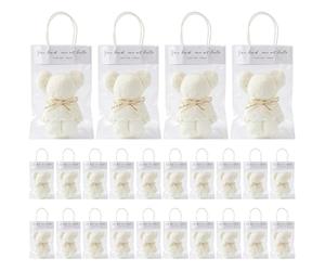 Bemonew Paquete de 24 toallas de oso para baby shower, terciopelo coral suave, regalos de baby shower para invitados, bonitas toallas de mano plegadas en forma de oso para bodas, fiestas de cumpleaños