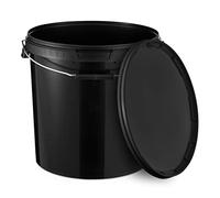 BenBow Cubo con Tapa 20l Negro 4X 20 litros - Apto para Alimentos, Resistente, hermético, a Prueba de Fugas - Recipiente de Almacenamiento de plástico con asa de Metal - vacío, 4 x 20 litros